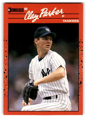 Clay Parker baseball card with original gloss from 1990 Donruss Yankees NM Near Mint