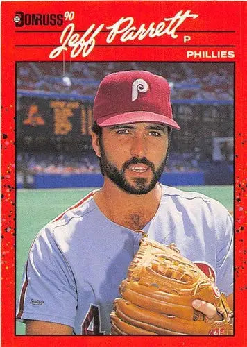 Original gloss Jeff Parrett baseball card NM-MT from 1990 Donruss Phillies series