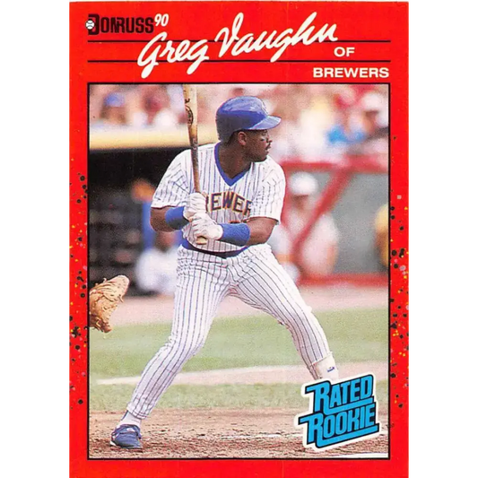 1990 Donruss #37 Greg Vaughn VG-EX Milwaukee Brewers Baseball Card - Baseball Card Single
