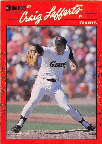 Original gloss 1990 Donruss Craig Lefferts baseball card featuring Giants player