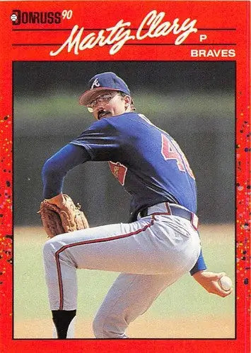 Marty Clary baseball card with original gloss from 1990 Donruss NM-MT Braves