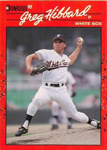 Original gloss Greg Hibbard rookie White Sox baseball card from 1990 Donruss