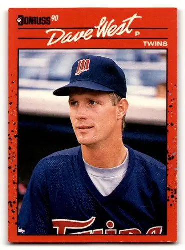 Original gloss Dave West Minnesota Twins baseball card from 1990 Donruss series