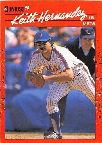 Original gloss Keith Hernandez baseball card 1990 Donruss NM-MT Mets ID 5036