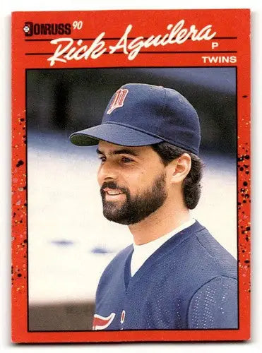 Original gloss 1990 Donruss Rick Aguilera Minnesota Twins baseball card image