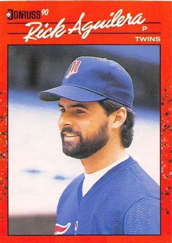 Original gloss 1990 Donruss Rick Aguilera baseball card NM-MT Twins ID 5038