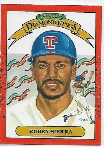 Original gloss 1990 Donruss Ruben Sierra baseball card displayed in sports cards collection