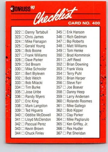 1990 Donruss #400a Checklist with Original Gloss featuring Simply Sandoval NM-MT ID5045