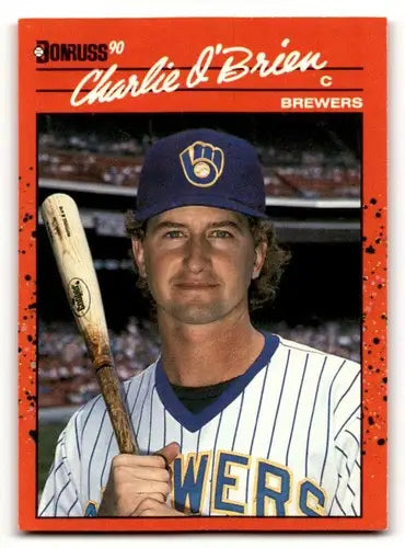 1990 Donruss Charlie O’Brien Brewers baseball card with original gloss