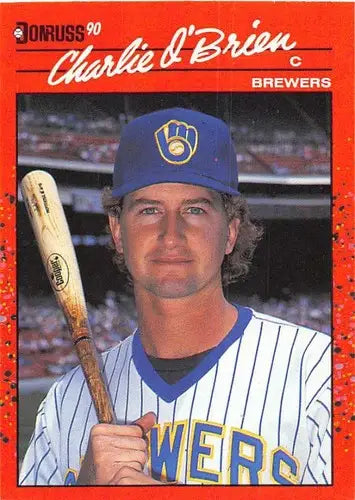Original gloss of Charlie O’Brien NM-MT baseball card from 1990 Donruss Brewers