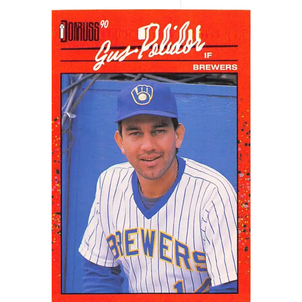 1990 Donruss #412 Gus Polidor VG-EX Milwaukee Brewers Baseball Card - Baseball Card Single