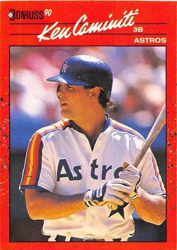 Original gloss 1990 Donruss Ken Caminiti baseball card featuring Astros sports cards