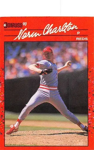 Original gloss Norm Charlton baseball card 1990 Donruss NM-MT Reds ID 5062