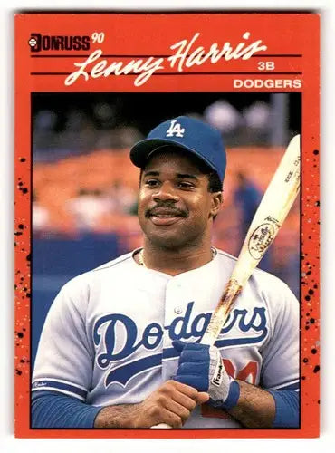 Original gloss Lenny Harris Los Angeles Dodgers baseball card from 1990 Donruss series
