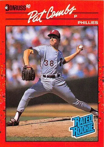 Original gloss Pat Combs baseball card from 1990 Donruss NM-MT Phillies edition