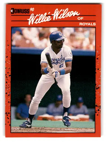 Willie Wilson baseball card with mint Royals condition and original gloss from 1990 Donruss