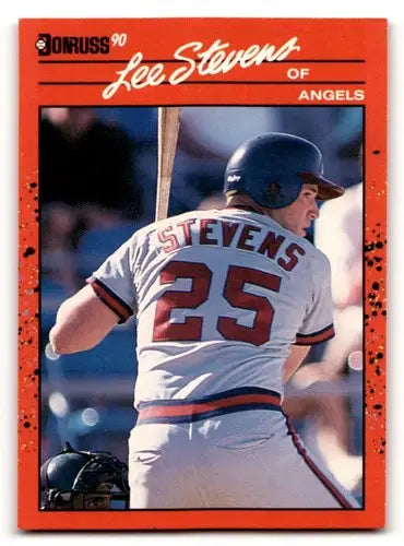 Original gloss Lee Stevens California Angels baseball card from 1990 Donruss #449
