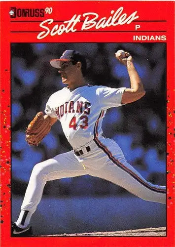 Original gloss Scott Bailes baseball card 1990 Donruss NM-MT Indians ID5088