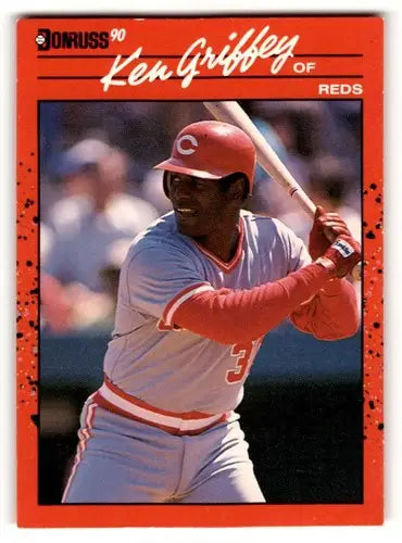 Ken Griffey Cincinnati Reds baseball card from 1990 Donruss, EX/NM condition