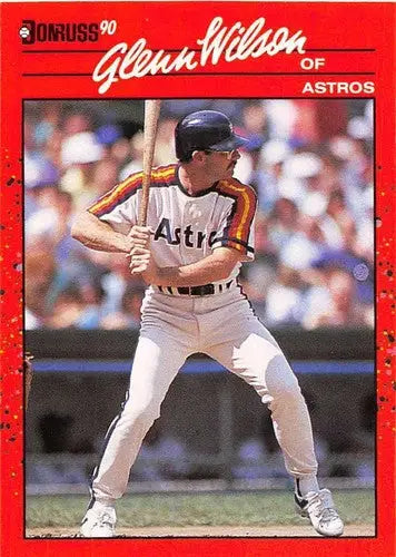 Original gloss Glenn Wilson baseball card 1990 Donruss NM-MT Astros ID 5091