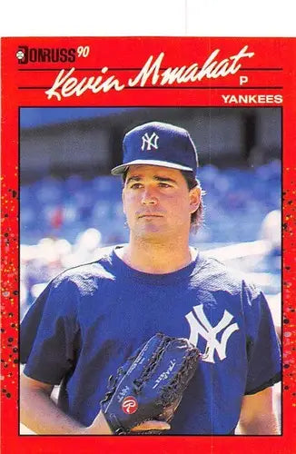 Original gloss Kevin Mmahat rookie Yankees baseball card from 1990 Donruss series