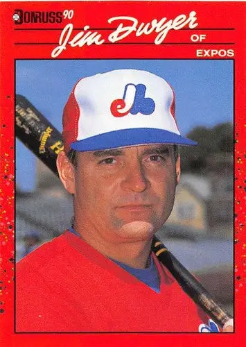 Original gloss Jim Dwyer baseball card 1990 Donruss NM-MT Expos ID5098