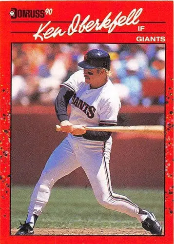 Original gloss Ken Oberkfell baseball card 1990 Donruss NM-MT Giants ID 5108