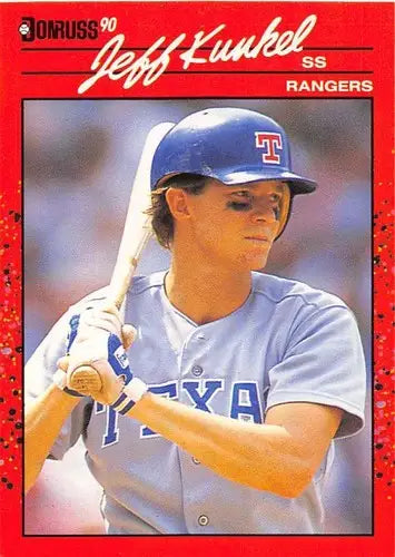 Original gloss Jeff Kunkel NM-MT baseball card from 1990 Donruss Rangers series