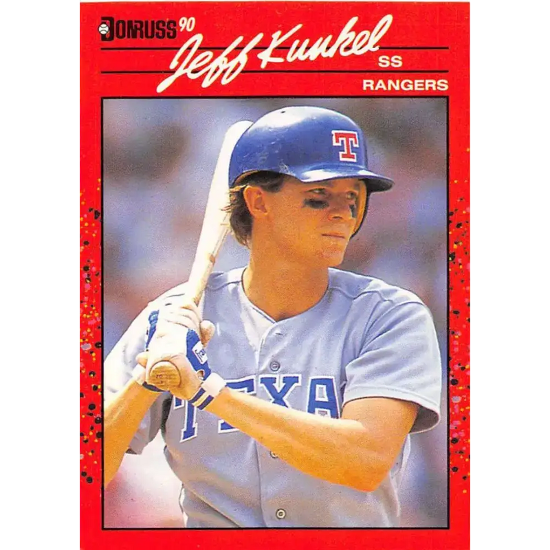 1990 Donruss #496 Jeff Kunkel VG-EX Texas Rangers Baseball Card - Baseball Card Single