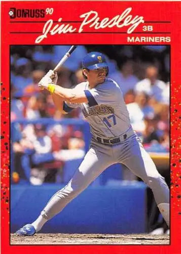 1990 Donruss #497 Jim Presley NM-MT Mariners baseball card with original gloss
