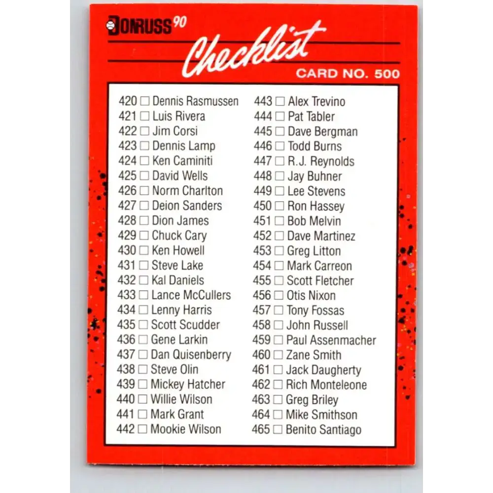 1990 Donruss #500a Checklist 436-537 DP VG-EX Various Baseball Card - Baseball Card Single