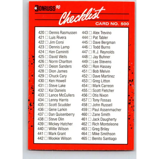 1990 Donruss #500a Checklist 436-537 DP VG-EX Various Baseball Card - Baseball Card Single