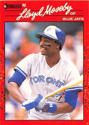 Original gloss Lloyd Moseby baseball card from Blue Jays 1990 Donruss #504 NM-MT