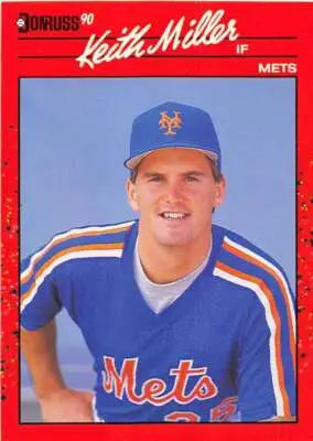 Original gloss 1990 Donruss Keith Miller baseball card featuring Keith Miller Mets player