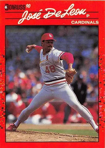 Original gloss of Jose DeLeon baseball card from 1990 Donruss #536 featuring Simply Sandoval