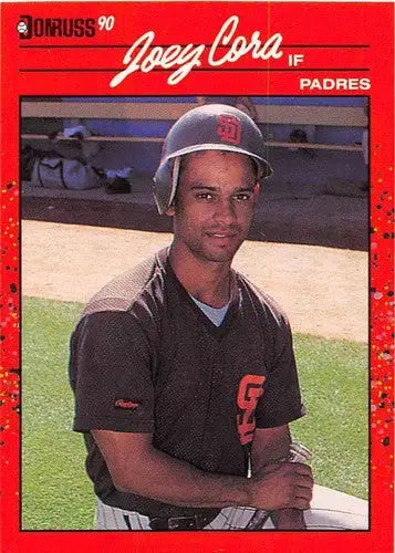Original gloss Joey Cora baseball card from 1990 Donruss NM-MT Padres ID 5133
