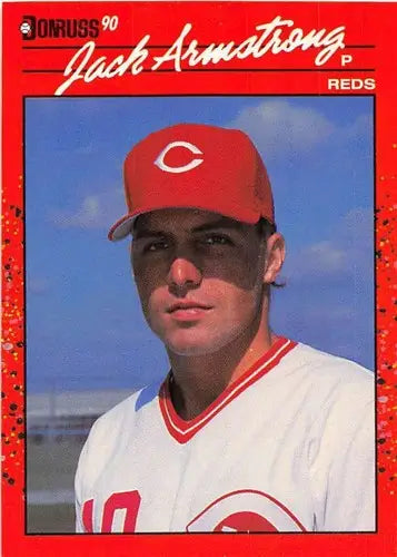 Original gloss 1990 Donruss Jack Armstrong Reds baseball card, typically sells well