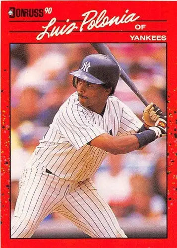 Original gloss Luis Polonia baseball card 1990 Donruss NM-MT Yankees ID:5138