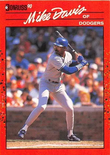 Original gloss Mike Davis baseball card 1990 Donruss #552 NM-MT Dodgers