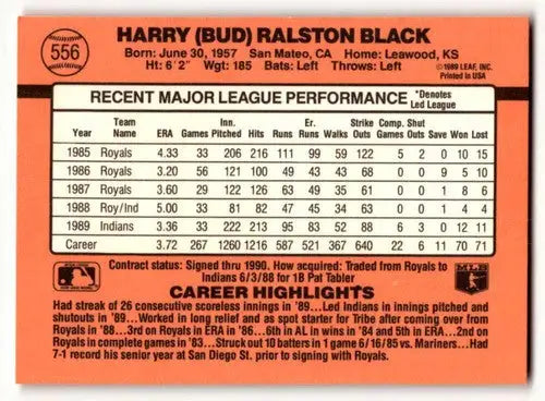 Harry Ralston Black baseball card from 1990 Donruss featuring Bud Black Cleveland Indians