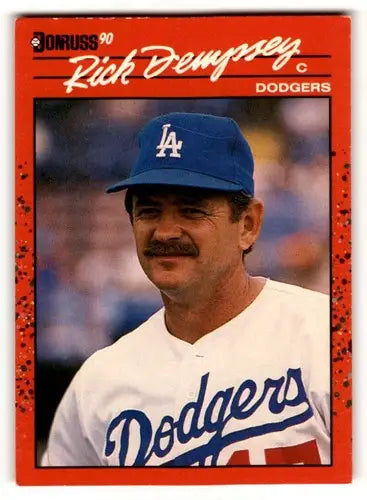 Rick Dempsey baseball card from 1990 Donruss with original gloss, Dempsey Los Angeles Dodgers image
