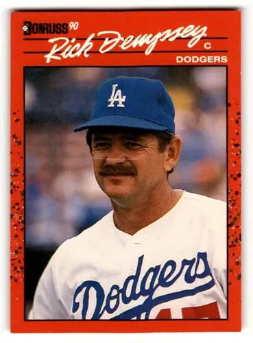 Rick Dempsey Los Angeles Dodgers baseball card from 1990 Donruss series