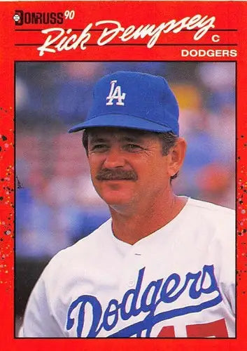 Original gloss of Rick Dempsey baseball card from 1990 Donruss Dodgers series