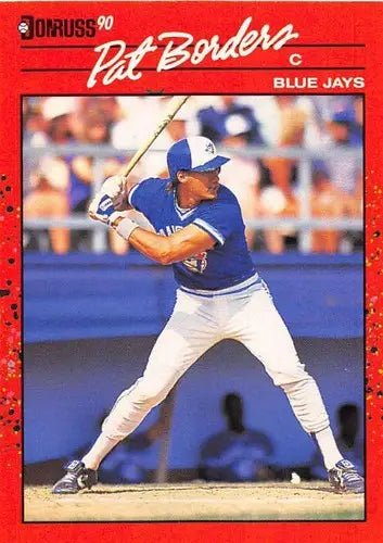 Original gloss Pat Borders baseball card from 1990 Donruss #560 featuring Blue Jays