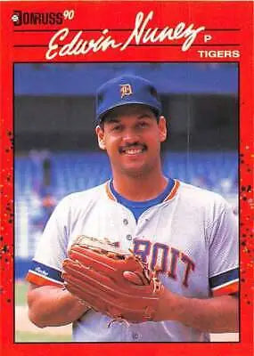 1990 Donruss #563 Edwin Nunez baseball card in original gloss for Tigers fans