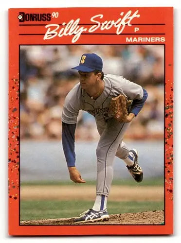 Original gloss Billy Swift Seattle Mariners baseball card from 1990 Donruss collection