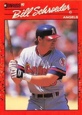 Original gloss of 1990 Donruss Bill Schroeder Angels sports card featuring Simply Sandoval