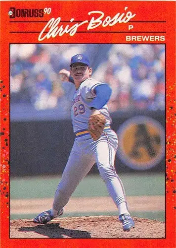 Original gloss Chris Bosio baseball card 1990 Donruss NM-MT Brewers ID 4800