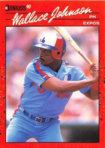 Original gloss Wallace Johnson baseball card from 1990 Donruss NM-MT Expos ID5157