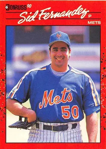 Original gloss 1990 Donruss Sid Fernandez baseball card featuring Mets player Sid Fernandez